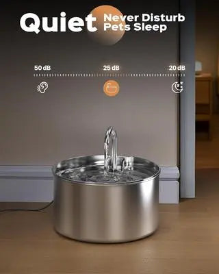 304 Stainless Steel Cat Water Fountain, 74Oz Capacity, Ultra-Quiet & Compact, Easy Cleaning, Keeps Water Fresh 24/7, No Sputter - Ideal for Pets